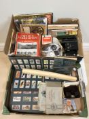 Several albums of cigarette cards, a Viewmaster bakelite slide viewer, brownie camera,