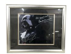 A Star Wars Darth Vader and Emperor Palpatine framed picture signed by Hayden Christensen and Ian