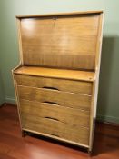 A teak fall front bureau, 69 cm x 40 cm x 116 cm.
