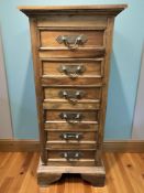 A contemporary Barker & Stonehouse hardwood six drawer tallboy, 61 cm x 45 cm x 145 cm.
