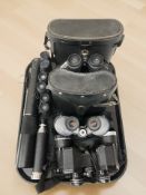Six pairs of binoculars including Unica, Tento, Bell and Howell etc,