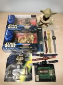 A Kenner Collection Star Wars Power of the Force figure Mace Windu, two further Galoob models,