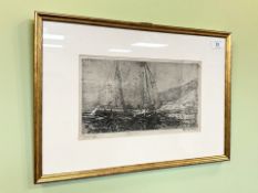 George Edward Horton (1859-1950) : Towing, etching, signed in pencil, with margins, 19 cm x 31 cm,