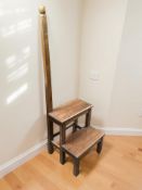 A reproduction mahogany library step, height 120 cm.