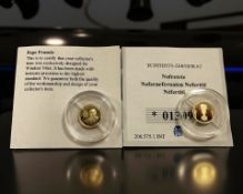 Two 9ct gold coins, each 0.