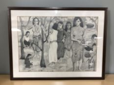 A Sean Devine pencil sketch dated '85, 42 cm x 58 cm,