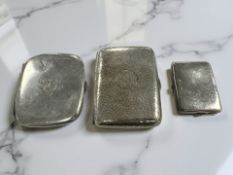 Two silver cigarette cases and a smaller case/vesta CONDITION REPORT: 204g gross