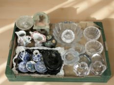 A collection of Scandinavian glass wares including Orrefors, studio pottery and porcelain items,