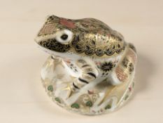 A Royal Crown Derby old imari frog paperweight, No. 2641 of 4500, with silver stopper.