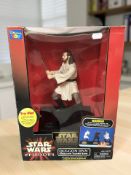 A Thinkway Star Wars Episode I Qui-Gon Jinn interactive talking bank in box