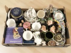 A group of ceramics including miniature Royal Doulton character jugs,