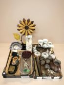 A group of Portmeirion botanic garden porcelain vases, together with pottery cups and jug, compacts,