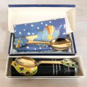 Two Anton Michelsen Danish silver gilt and enameled Christmas spoons, 1980 and 1975,
