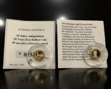 Two 14ct gold coins, each 0.