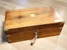 A Victorian mahogany brass-mounted writing slope, with key, 16 cm x 45 cm x 24 cm.
