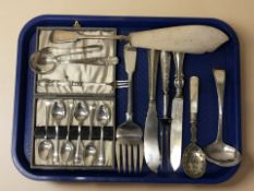 A group of EPNS cutlery and some with silver handles
