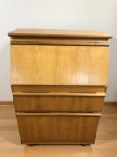 A 1970's Morris of Glasgow teak fall front bureau, 76 cm x 42 cm x 107 cm.