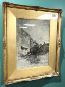 George Edward Horton (1859-1950) : Thrift Street, South Shields, watercolour, signed, 36 cm x 27 cm,