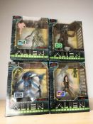 Four Kenner Alien Resurrection figures, all boxed : Newborn Alien, Aqua Alien,
