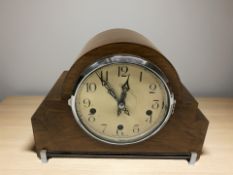 An Enfield walnut cased Art Deco mantel clock.