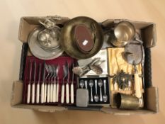A group of cutlery sets, various EPNS wares, etc.