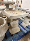 A square concrete garden bird bath, height 50 cm.
