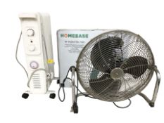 An oil filled radiator and a fan