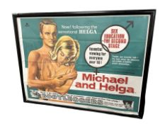A vintage 1970's movie poster 'Michael & Helga', 100 cm x 75 cm.