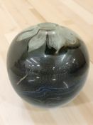 A Siddy Langley iridescent studio glass vase, signed and dated 1982, height 14 cm.