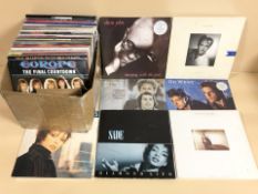 Vinyl LP records including Simon & Garfunkel, Elton John, Europe, Neil Diamond, The Monkees,