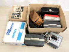 A group of vintage projectors including Eumig.