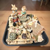 A group of Pendelfin rabbits.