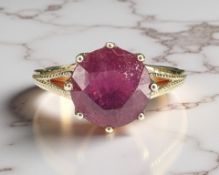 A 9ct yellow gold ruby ring, size N CONDITION REPORT: Ruby origins unkown.