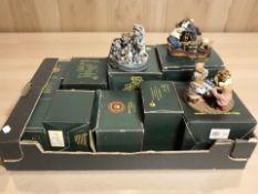 A group of Boyds bears and friends figurines, with boxes.