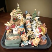 A group of Pendelfin rabbits.