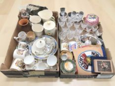 Assorted crystal drinking glasses, Maling wares including a biscuit barrel,