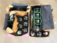 A collection of lawn boules including Thomas Taylor,