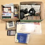 A Commodore 64 in box, related items, cassettes, etc.