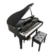 A Roland HP109 digital piano, together with adjustable stool, 136.5 cm width.