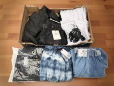 A group of new clothing including BDG Urban Outfitters jeans, Siksilk zip hoodie size XS, etc,