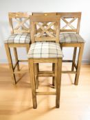 A set of four Oak Furnitureland kitchen high chairs / stools.