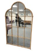 A pair of metal framed sectional mirrors, 92 cm x 148 cm each.