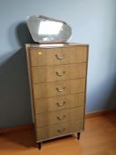 A 20th century teak six drawer chest, 61 cm x 46 cm x 125 cm,