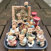 A group of Pendelfin rabbits.