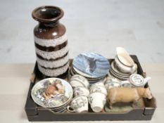 A West German pottery vase, assorted collector's plates, Washington Indian Tree tea china,