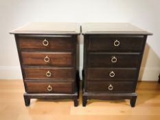 A pair of Stag four drawer bedside chests, width 53 cm.