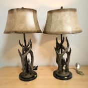 A pair of Coach House 'antler' table lamps, height 81 cm.