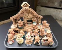 A group of Pendelfin rabbits.