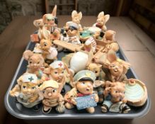 A group of Pendelfin rabbits.