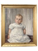 J Valentine : Portrait of a child, oil on canvas, 49 cm x 60 cm.